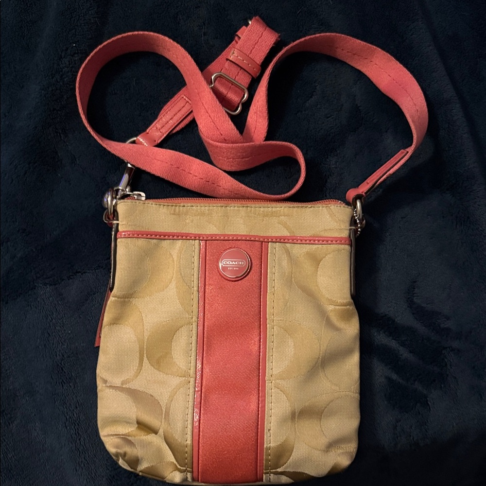 Coach Red and Tan Crossbody Bag